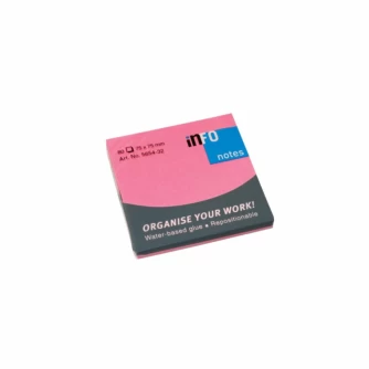 Notes adeziv Info 75x75mm 80foi roz briliant