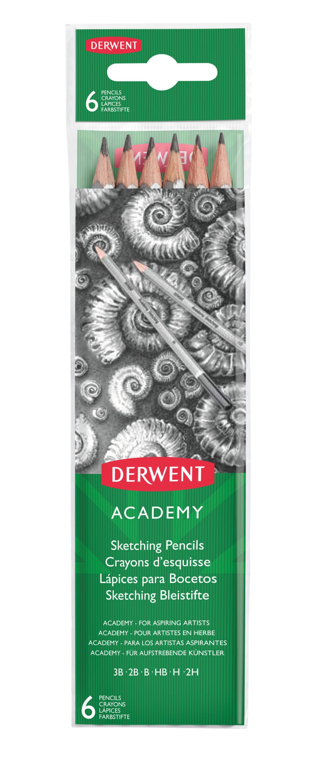 BLISTER 6 BUC CREIOANE GRAFIT 2H-3B DERWENT ACADEMY