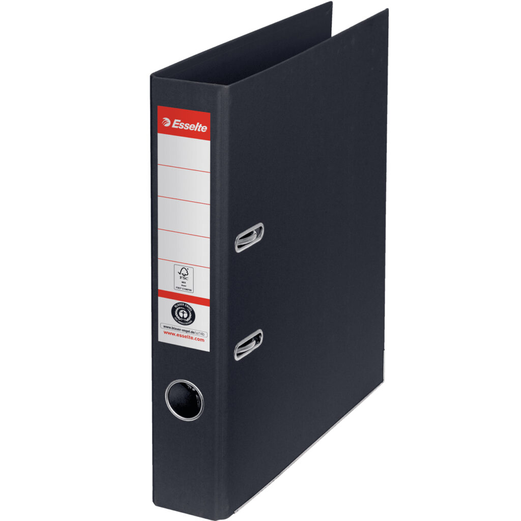 BIBLIORAFT CARTON RECICLAT 5CM NEGRU NR1 POWER FSC ESSELTE