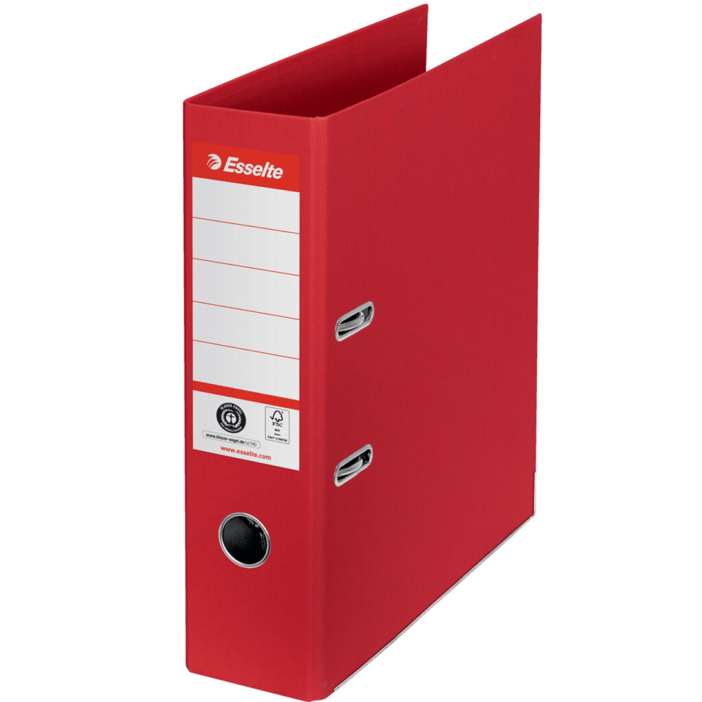 BIBLIORAFT CARTON RECICLAT 7.5CM ROSU NR1 POWER FSC ESSELTE