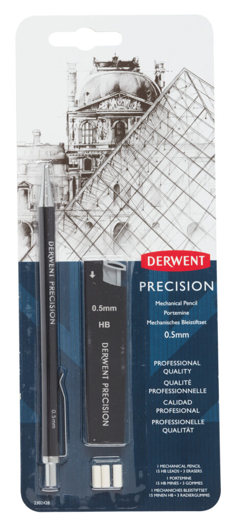 BLISTER CREION MECANIC 0.5MM PROFESIONAL NEGRU +MINE + 2 RADIERE DERWENT