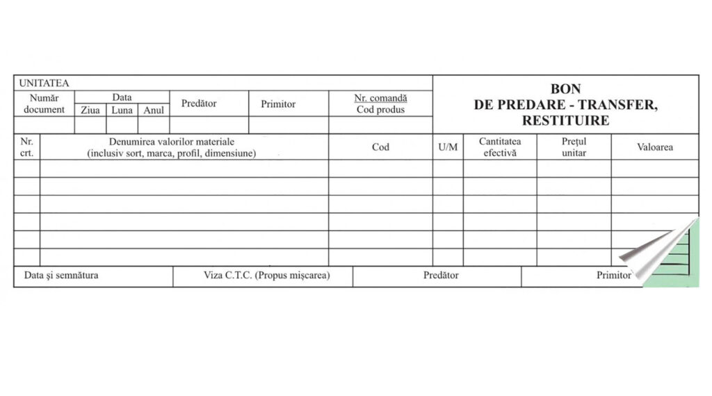 BON PREDARE TRANSFER RESTITUIRE AUTOCOPIATIV