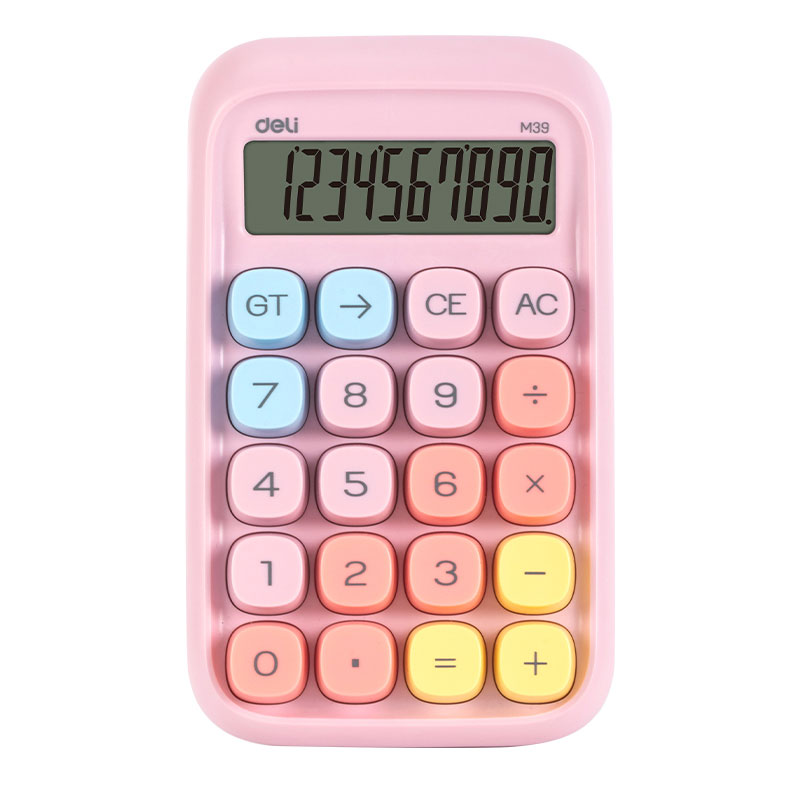 CALCULATOR BIROU 10DIG TASTE MULTICOLORE ROZ DELI
