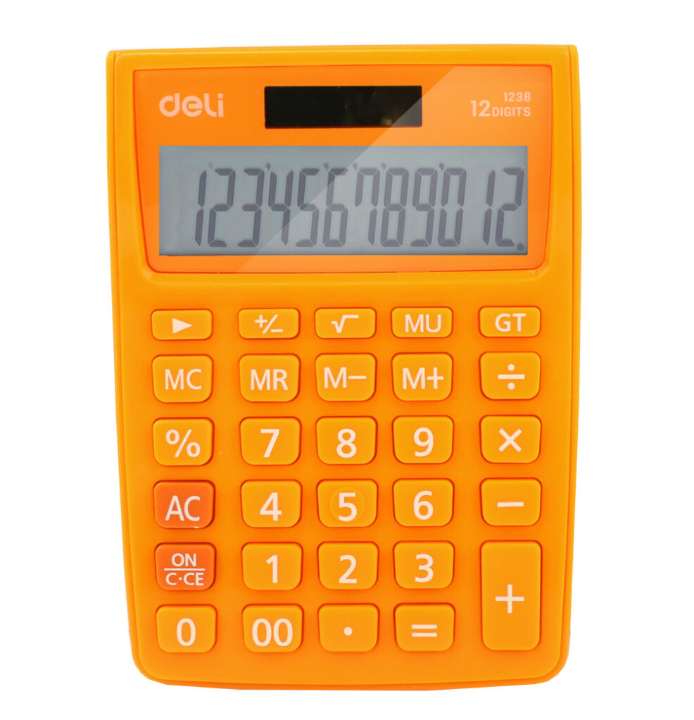 CALCULATOR BIROU 12DIG ALB-PORTOCALIU 1238 DELI