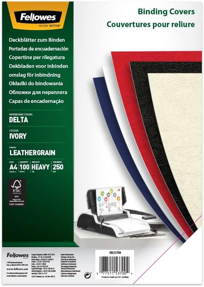 COPERTI CARTON A4 CREM 100/TOP FELLOWES