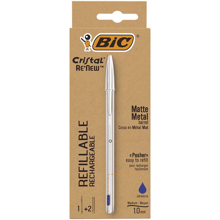PIX METALIC CU MECANISM ALBASTRU + 2 REZERVE BIC